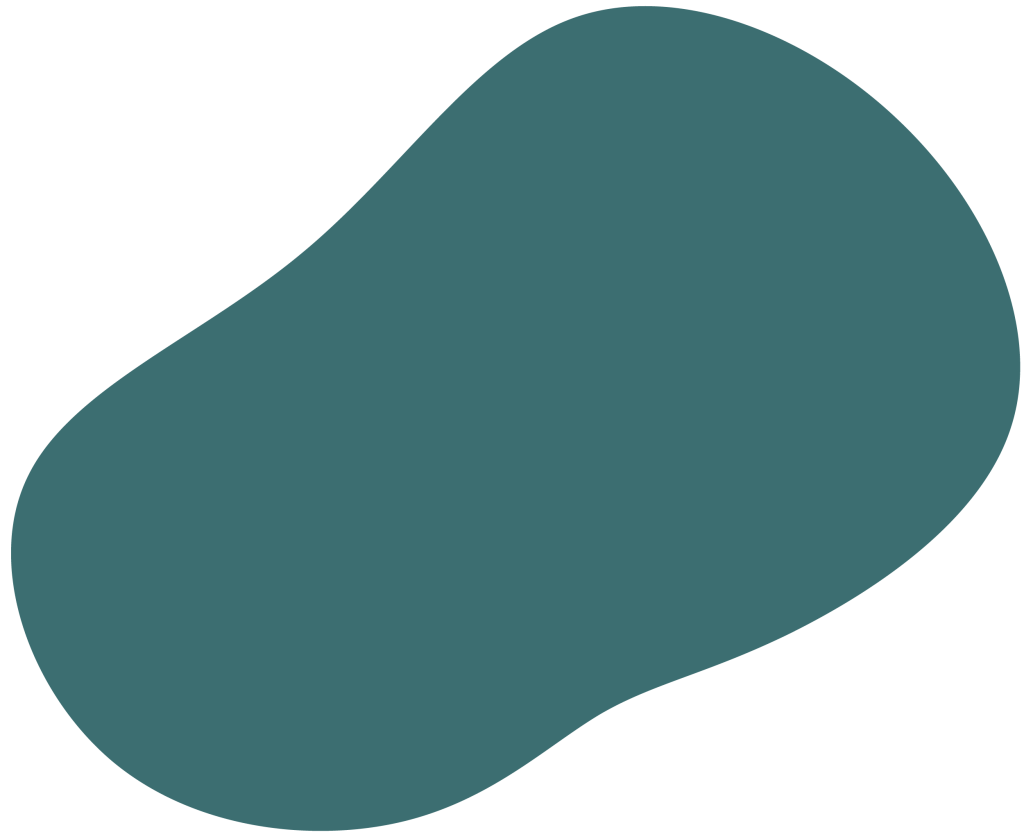 A large, irregular, and smooth-edged teal blob shape on a plain white background.